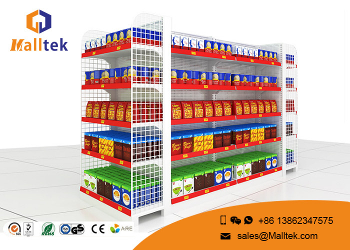 European Style Supermarket Gondola Shelving For Retail Grocery Store Rack Display Manufactures
