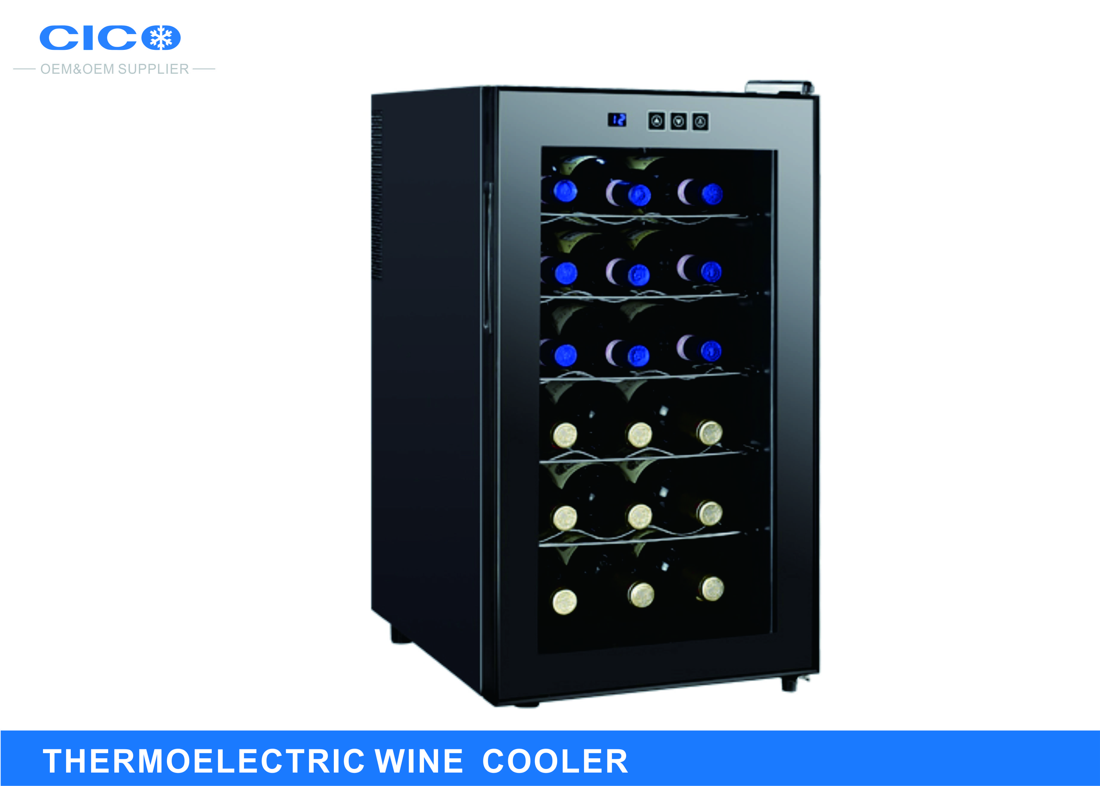  Freestanding 18 Bottle Thermoelectric Wine Cooler LED Temp Control Manufactures