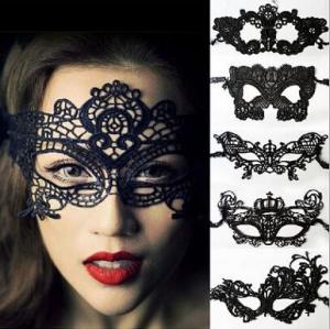  Christmas lace face mask, Halloween eye mask, party face eye mask in black 18 styles Manufactures
