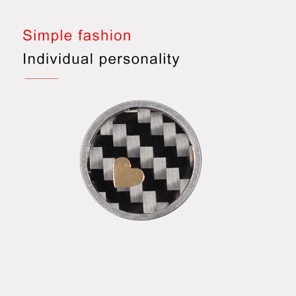 Classic style round stainless steel real carbon fiber inlay cufflink for men shirt