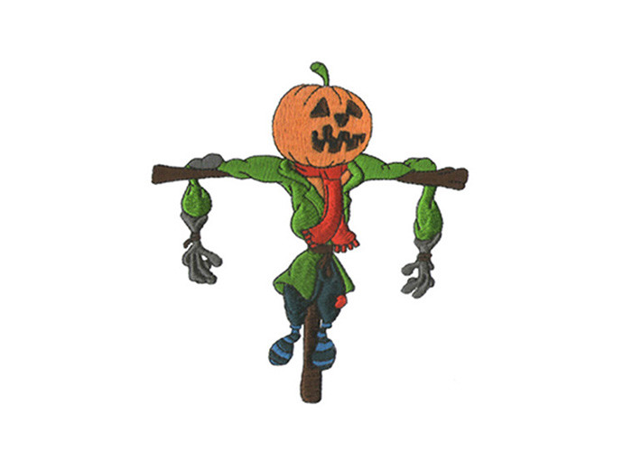  Twill Custom Halloween Stickers , Pumpkin Scarecrow Iron On Patches Embroidered Patch Manufactures