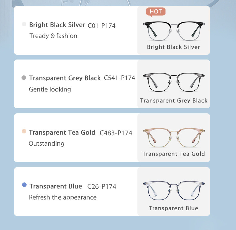 Classic Square Combination Glasses Men TR Titanium Frame Anti Blue Light