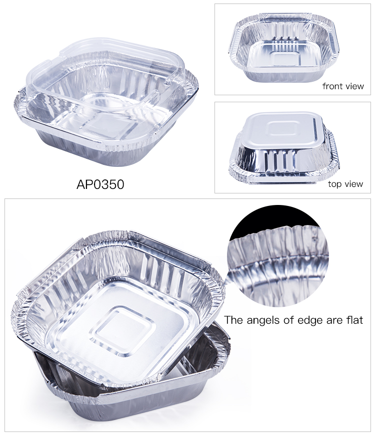 Square Wrinkle Wall Single Disposable Package Food Aluminum Foil Container