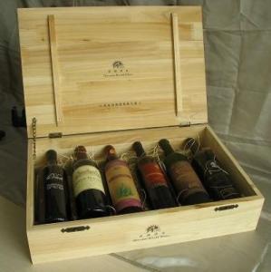  wooden wine box for 6 bottle packaging, hinge & clasp Manufactures