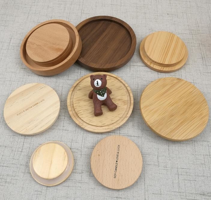  Wooden screwable lids, sealed wood lids for food glass jars, oiled finish, logo printing or laser engrave Manufactures