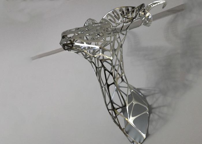  Mirror Polished Hollow Deer Head Stainless Steel Sculpture For Wall Decor Manufactures