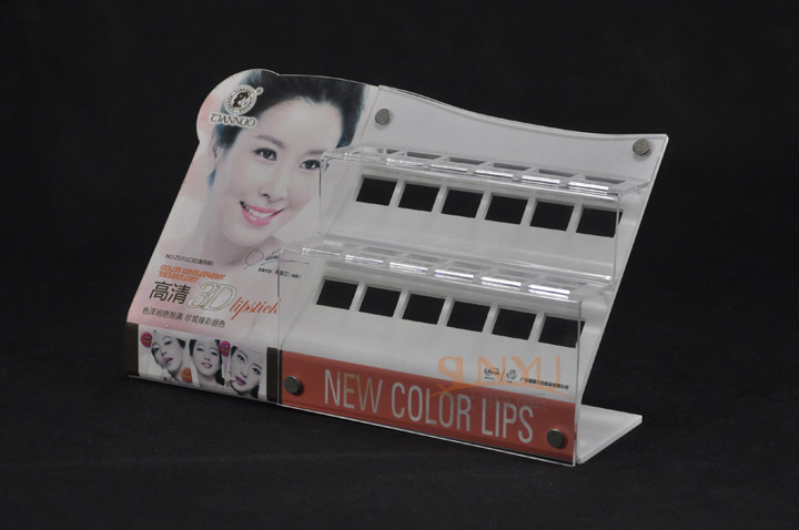  Clear Acrylic Lipstick Display Stand With Advertisement Printing Manufactures