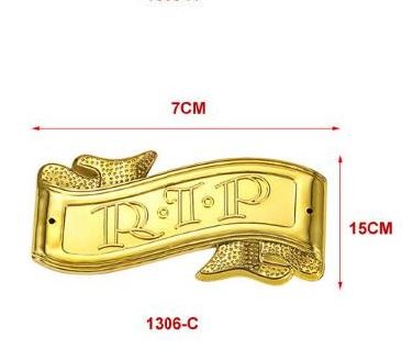  Plastic Casket "RIP" Decorations in Gold finish color HW-1306 Manufactures