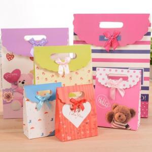  Customized pattern Cardboard Gift Bags 24x10x32cm With Handle Bow Knot Manufactures