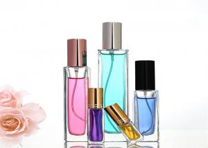  Clear Fancy Perfume Bottles , Square Shaped Empty Perfume Spray Bottles Manufactures