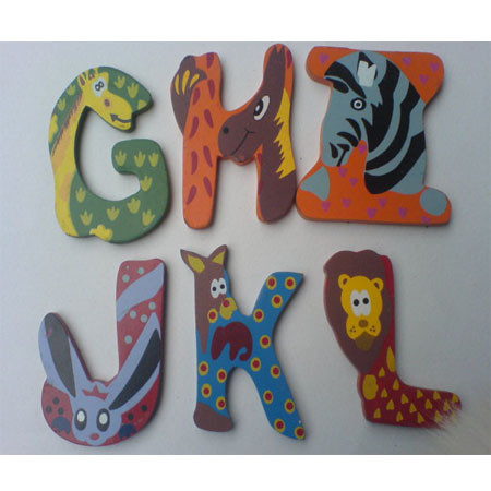  Wooden letters with various animals patterns, Plywood letters, wooden alphabet Manufactures