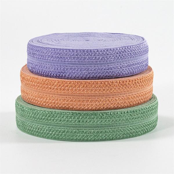 Stretch Custom Printed 15mm fold over elastic bias binding tape for garment bias shiny elastic
