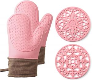  Thickened Reusable BBQ Oven Gloves Silicone Multipurpose Odorless Manufactures