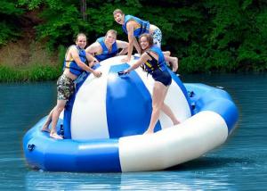  Water Park Inflatable Saturn Rocker , Attractive Blue Inflatable Water Game Spinner Manufactures