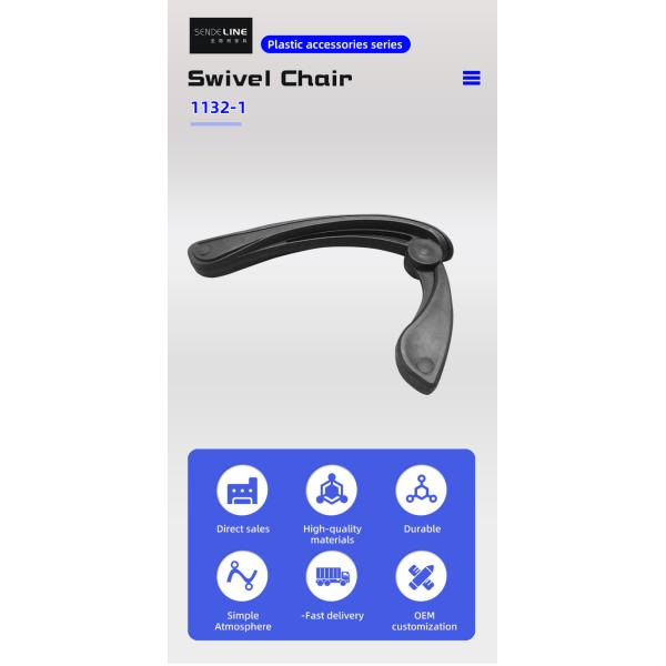 Nylon Plastic Retractable Armrest Reclining Function Armrest Office Chair Accessories
