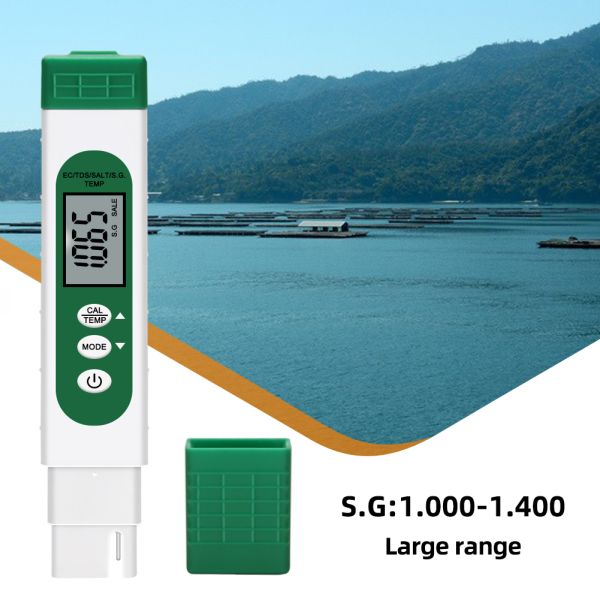 5-in-1 Multifunction Digital Salinity Meter with High-precision Probe and Automatic Temperature Compensation