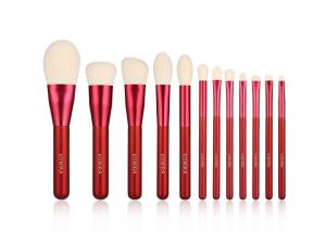  Synthetic 12PCS Red Makeup Brush Set Powder Foundation Highlight Blending Brush Manufactures