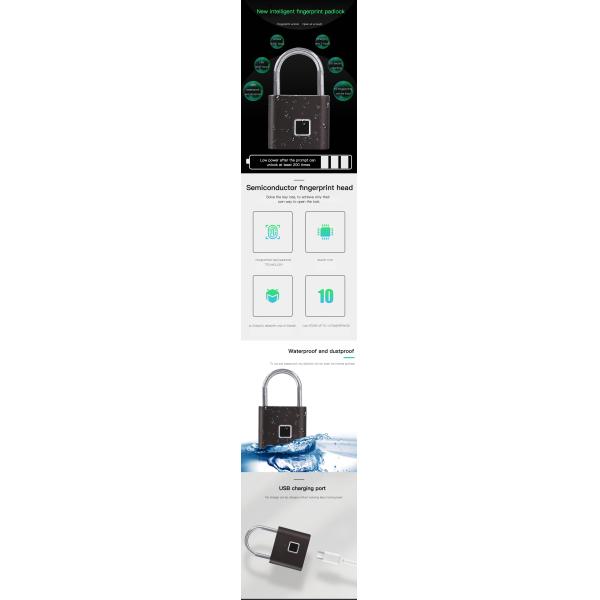 IP65 SS303 Semiconductor Fingerprint Smart Padlock