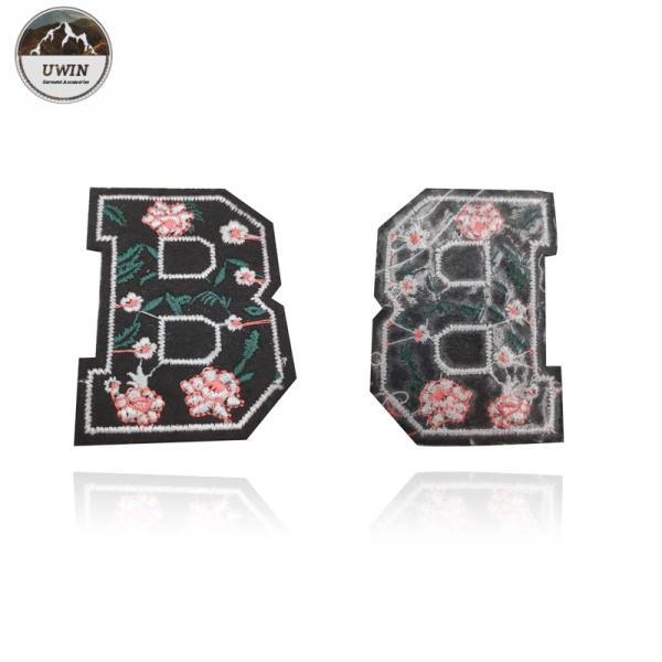 B Shape Custom Varsity Letter Patches , Retro Embroidered Patches With Iron On