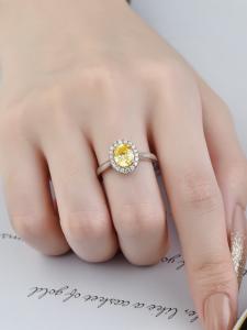  High Clarity Fancy Diamond Rings Yellow Oval Cut Lab Diamond Wedding Ring Engagement Ring Manufactures