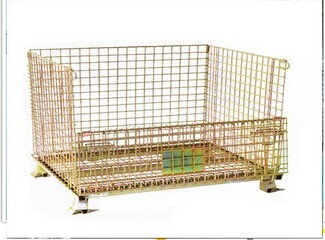 Quality Stackable foldable zinc finished wire mesh container for sale