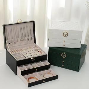  Luxury Green Pu Square Jewelry Cases With Two Drawers For Jewelry Set Gift Manufactures