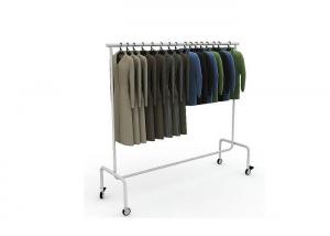  Round Tube Movable Garment Display Stand Chrome Surface Light Duty Simple Style Manufactures