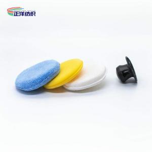 12cm Car Paint Buffing Pads Microfiber Round Waxing Applicator With Plastic Hook