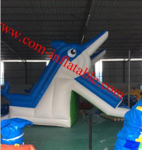  large inflatable dolphins water slide pool inflatable water slide for kids and adults Manufactures