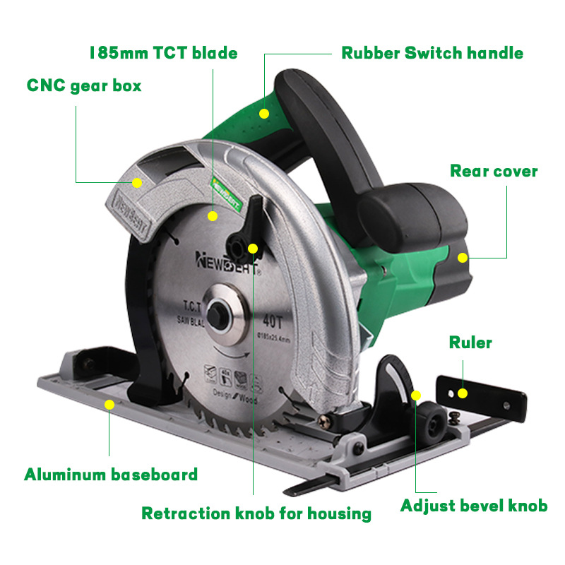 9-Inch Electric Handheld Circular Saw with Inverted Table Function for Woodworking Portable Wood Cutting Power Tool