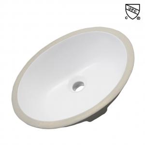 China Oval Shape Undermount Bathroom Sink Fine Fireclay Construction One Piece Wash Basin on sale