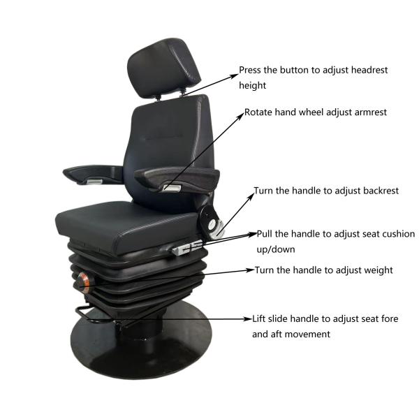 Mechanical Suspension Backhoe Loader Swivel Seats Multi-Function Adjustable