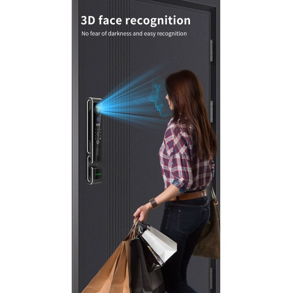 3D Fully Automatic Tuya Smart Door Lock with Multiple Unlock Methods and Language Support
