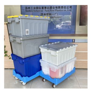 Solid Box Nesting Crates Attached Lid PP Logistic Transport Plastic for