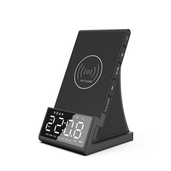 Quality Bluetooth alarm clock speaker with 10W Phone Wireless charging function for sale