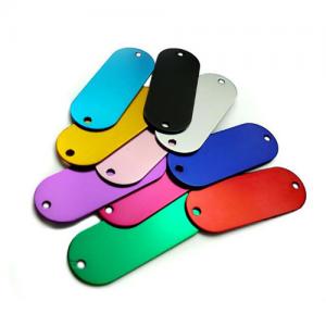 China Colored Anodized Custom Engraved Dog Tags Runway Shape With Two Holes on sale