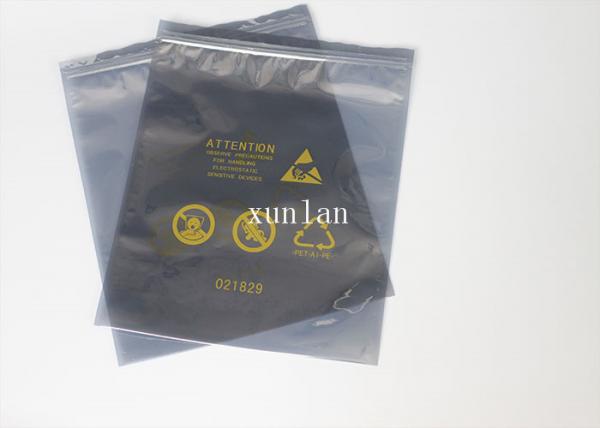 Quality 0.08～0.2 Mm Zipper ESD Anti Static Bags Flat Waterproof With Printing Logo for sale