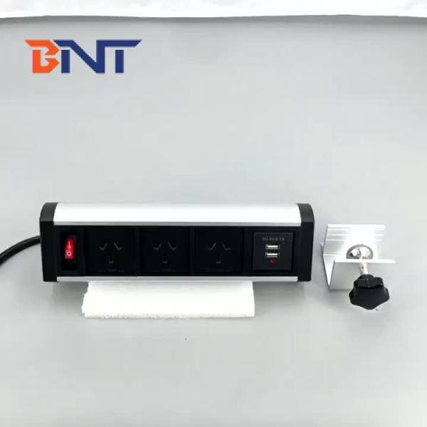 BNT Movable type on desk socket supply with bracket clamp on table edge for