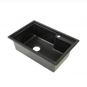  Acrylic Resin Black Quartz Kitchen Sink With Drainboard 680*460mm Manufactures