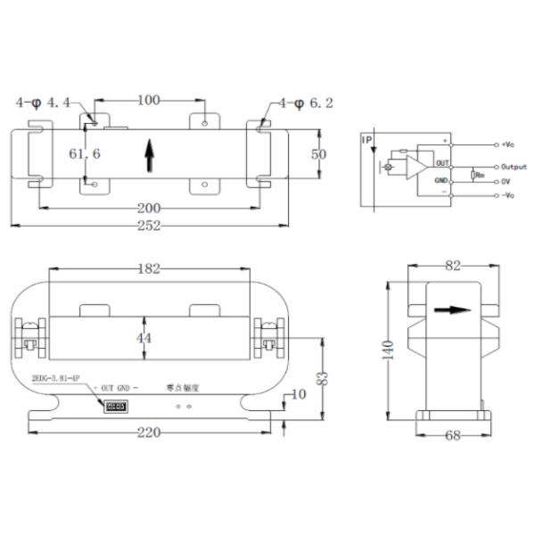 D-K182T Open Loop Mode Dismountable Hall Effect Current Sensor for DC, AC or pulsed currents measurement