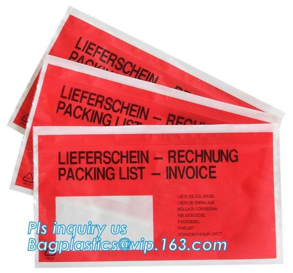 PP film 178*140mm invoice enclosed packing list envelopes, DHL Shipping pockets for waybill, A4 size plastic packing lis