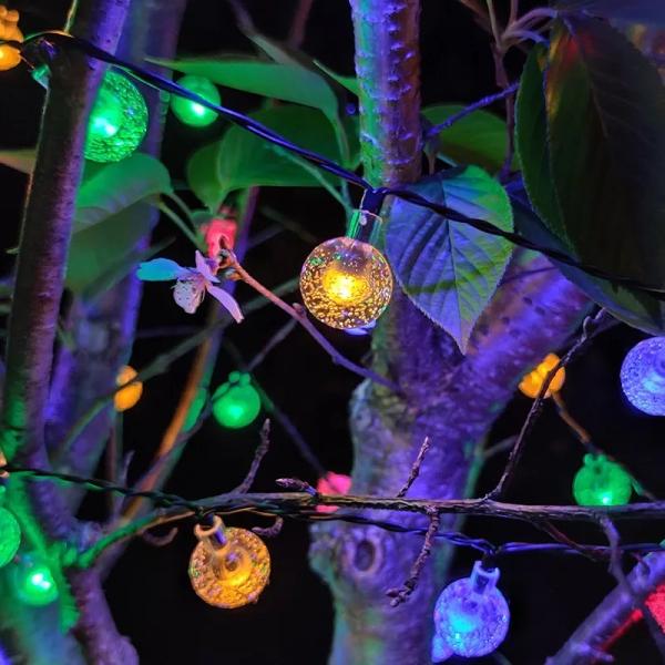 Solar Power Efficient Color Changing Christmas Globe String Lights 8 Modes 100