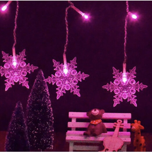 Christmas Snowflake Star String Lights 10ft 96LEDs String Blue Snowflake Lights Snowflakes Plastic Fairy Christmas Decor