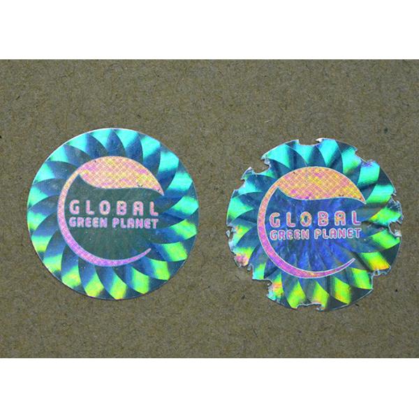 Round shape holographic laser engraved self adhesive eggshell label for anti fake
