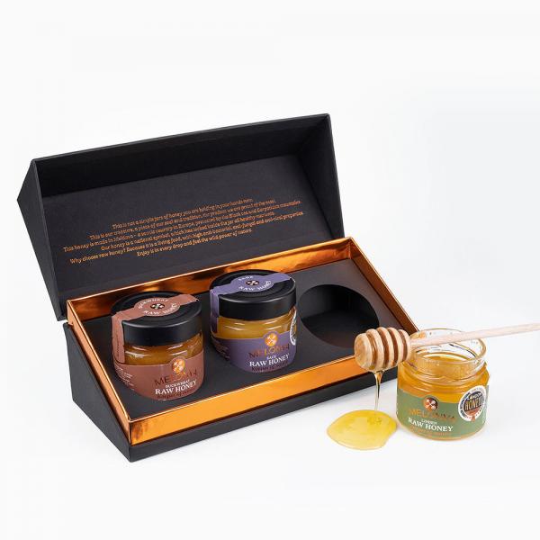 Custom Printing Flap Box Packaging For Honey Bee Bottle 3pcs Comb Set