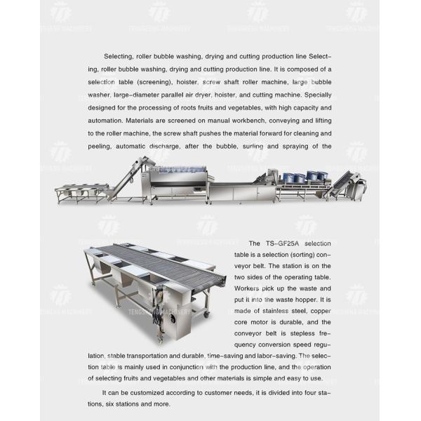 Stainless Steel Fruit And Vegetable Processing Line Potato Picking Hair Roller Bubble Washing Machine
