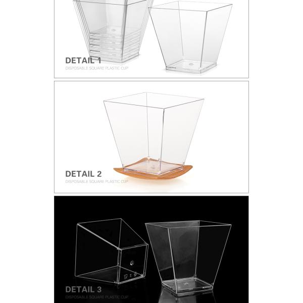 Custom square snack dessert wine yogurt drinking recycle plastic cups