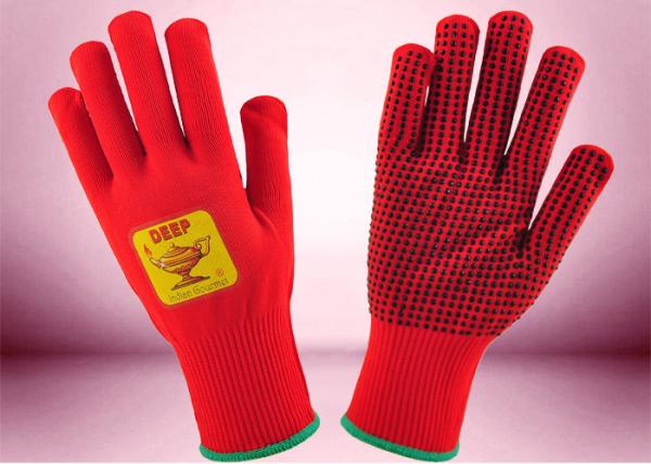 Quality silicone dots thermal gloves for freezer work environmental friendly nylon materials red color hand protection for sale