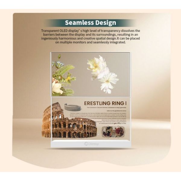 49 Inch HD Touch Ultra Thin T-shaped Desktop Bar-type OLED Transparent Advertising Display