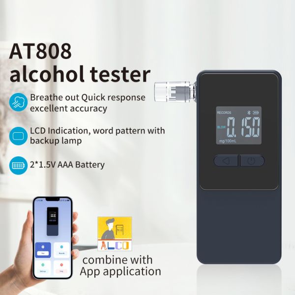 Quality AT808 Portable Alcohol Tester with Advanced Fuel Cell Sensor Bluetooth Connectivity to AlcoCHECK App Large LCD Display for sale